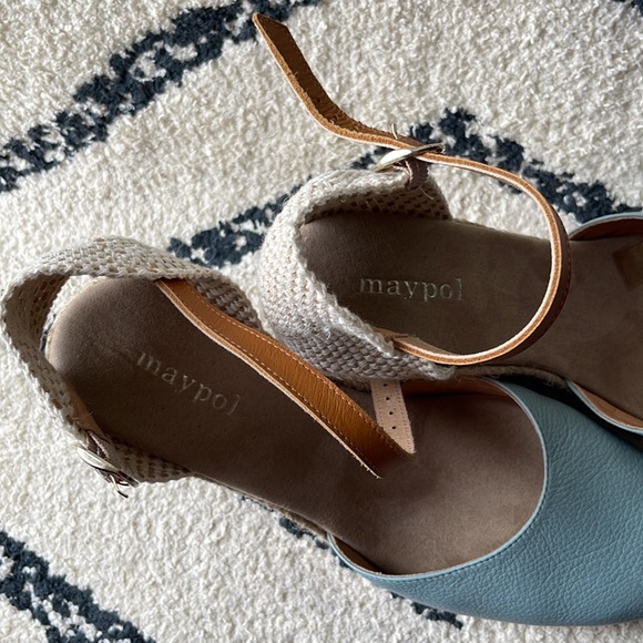 Maypol | Shoes | Maypol Wedge Espadrille Leather And Knit Strap Sandals ...